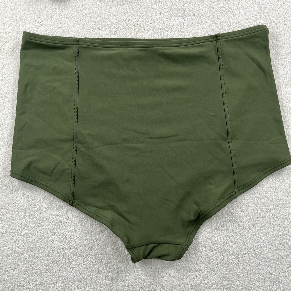 J Crew Bikini Set High Rise Bottoms M Underwire Top 34C Olive Green NWOT - Picture 6 of 12